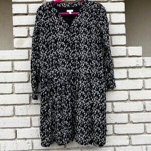 NWT Garnet Hill Floral 3/4 Sleeve Midi Dress in Black & White - Size 2